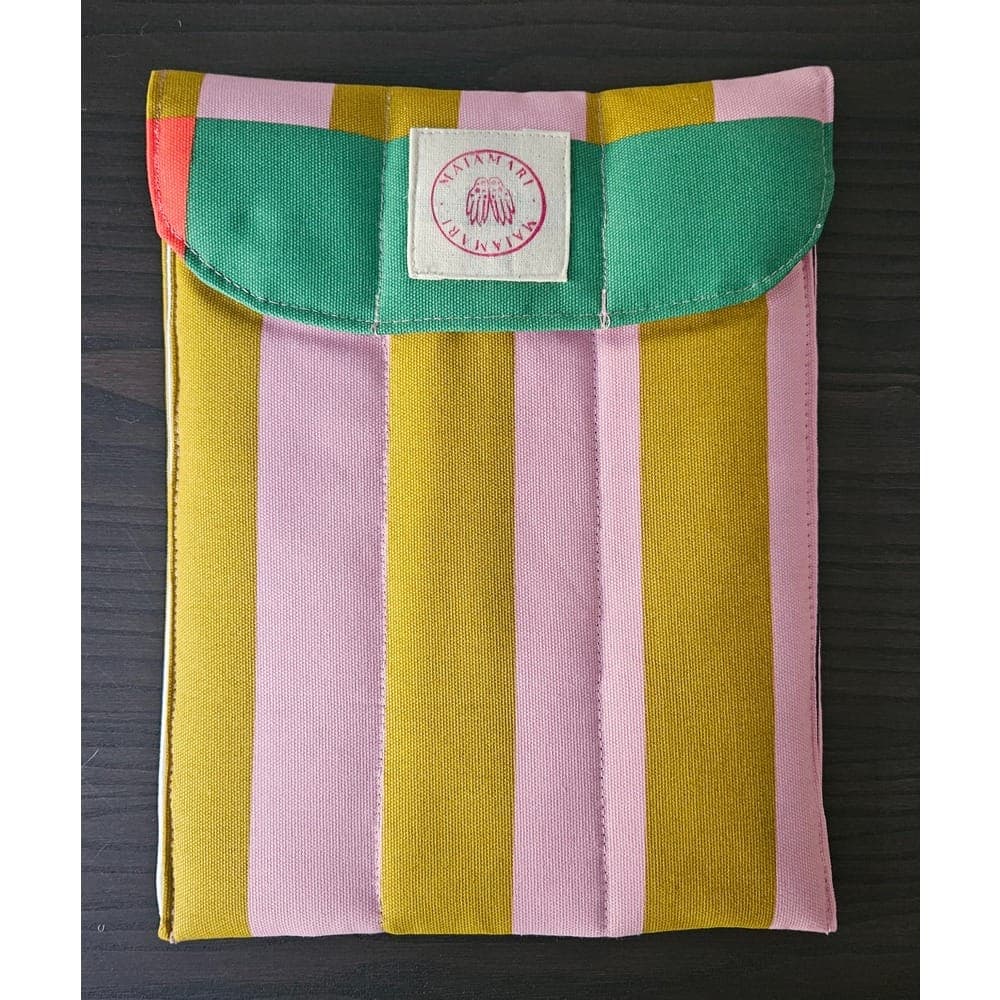 Hardal & Pembe Çizgili Puffer Tablet & Kitap Çantası